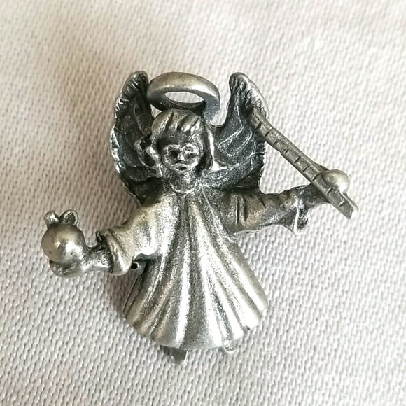 Pewter tone TEACHER ANGEL lapel pin - Picture 1 of 3